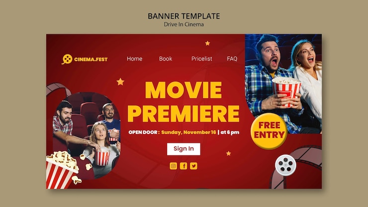 PSD gratuito unidad de gradiente en el diseño de plantilla de cine.