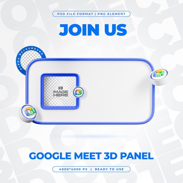 Unirse a nosotros en Google Conoce el perfil Medios sociales Renderizado en 3D aislado para composición
