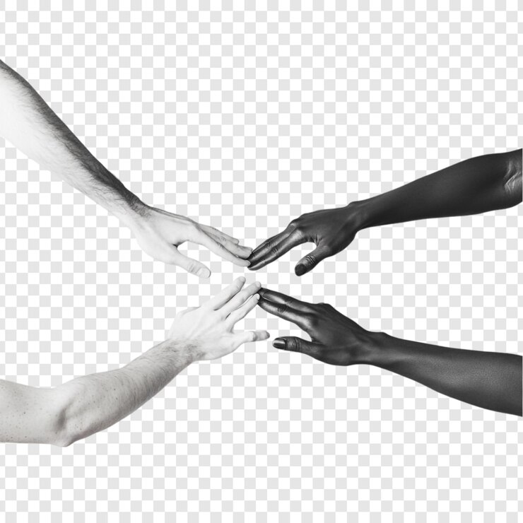 PSD Gratis unity in diversity a black and white hands reaching out