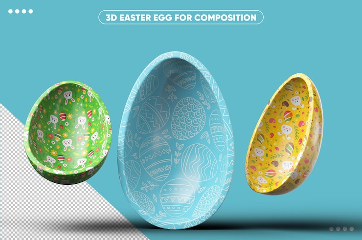 PSD gratuito uova di pasqua decorate colorate 3d