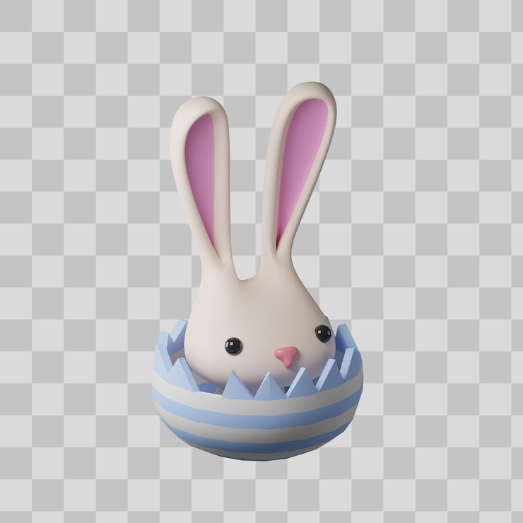 PSD gratuito uovo di pasqua con coniglio 3d'illustrazione
