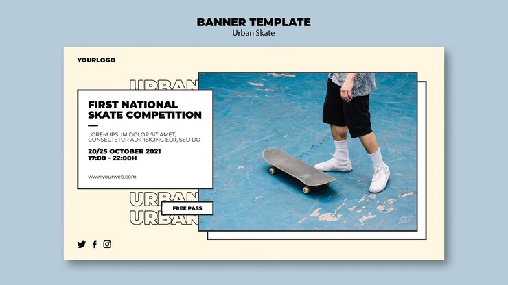 PSD Gratis urban skate concept banner template