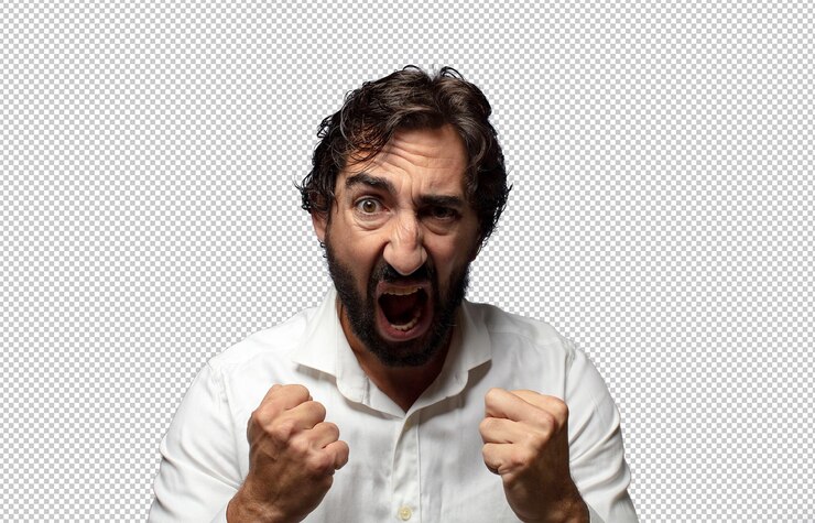 PSD gratuito urlare aggressivamente con sguardo arrabbiato frustrato arrabbiato e pugni stretti sentendosi furioso