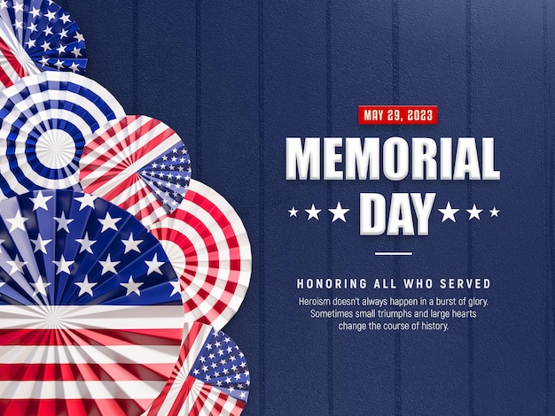 Gratis PSD usa memorial day 3d-sjabloon voor spandoek voor sociale media