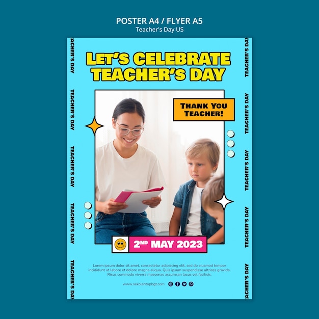 Gratis PSD usa teacher's day poster sjabloon