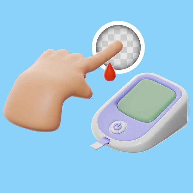 Utilización del glucómetro para la prevención Ilustración 3D