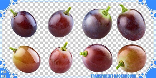 Uvas frescas sobre un fondo transparente