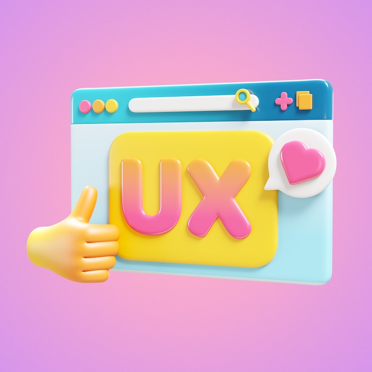 Gratis PSD ux ontwerpconcept met duimen omhoog en hart icoon