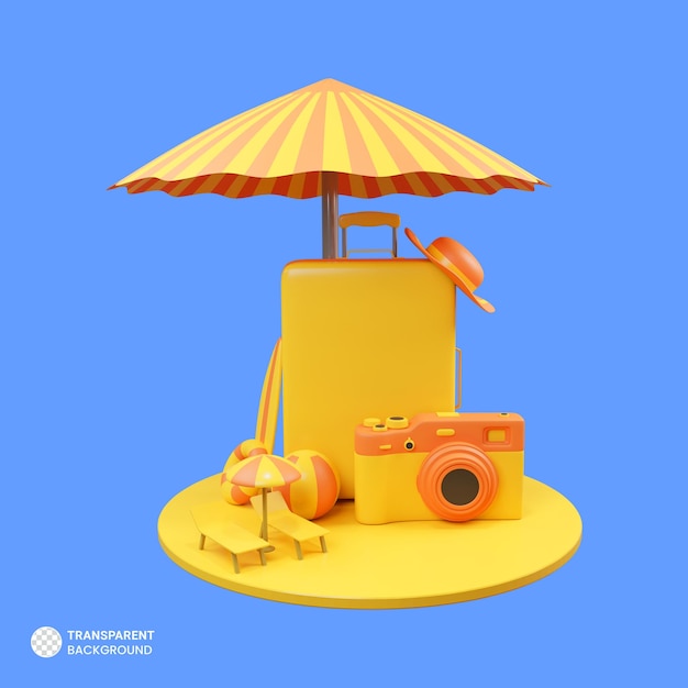 Vakantie Reizen Pictogram Geïsoleerd 3d render Illustratie