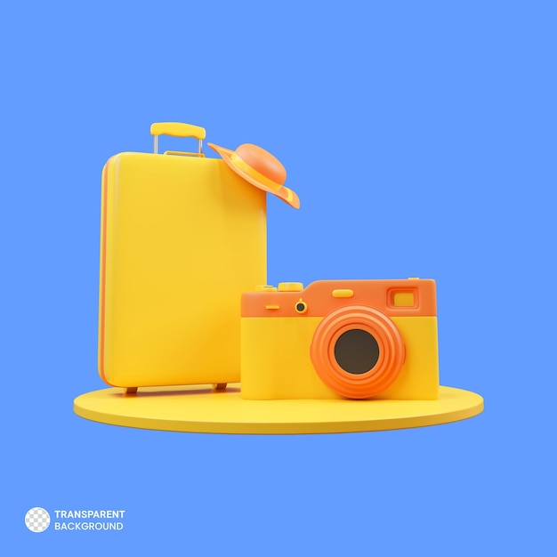 Gratis PSD vakantie reizen pictogram geïsoleerd 3d render illustratie