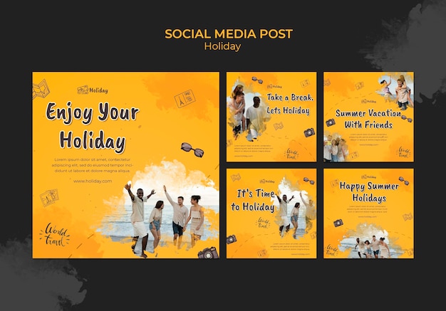 Gratis PSD vakantie social media posts