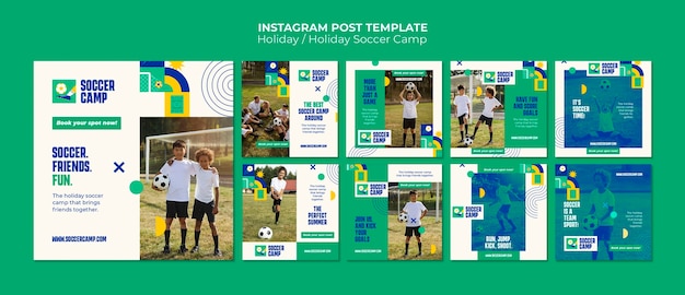 Gratis PSD vakantie voetbalkamp instagram berichten sjabloon