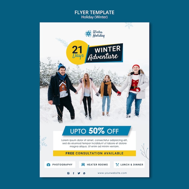 Gratis PSD vakantie winter korting folder sjabloon