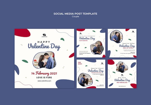 Gratis PSD valentijnsdag paar instagram-berichten