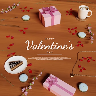 Valentijnsdag realistische achtergrond 3d render