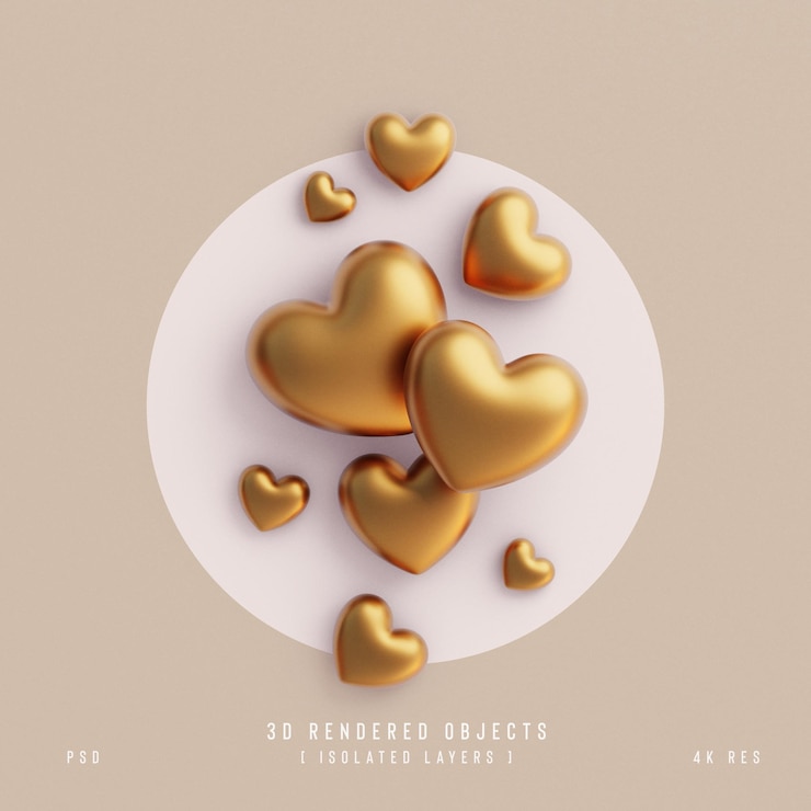 Gratis PSD valentijnsdag schattige liefdeshartjes decoratieve compositie geïsoleerd en transparant 3d rendering