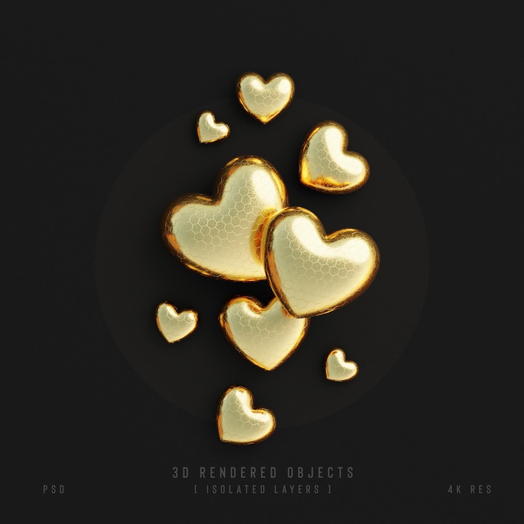 Gratis PSD valentijnsdag schattige liefdeshartjes decoratieve compositie geïsoleerd en transparant 3d rendering