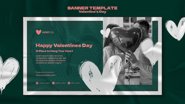 Gratis PSD valentijnsdag viering horizontale banner