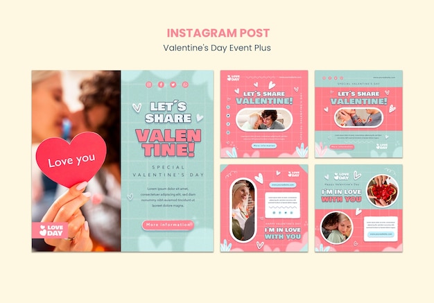 Valentijnsdag viering instagram post set