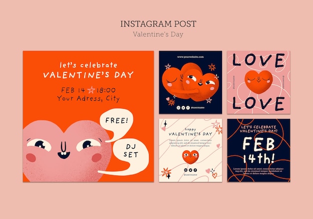 Gratis PSD valentijnsdag viering instagram post set