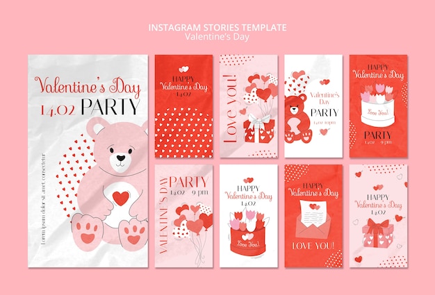 Valentijnsdag viering instagram verhalen sjabloon