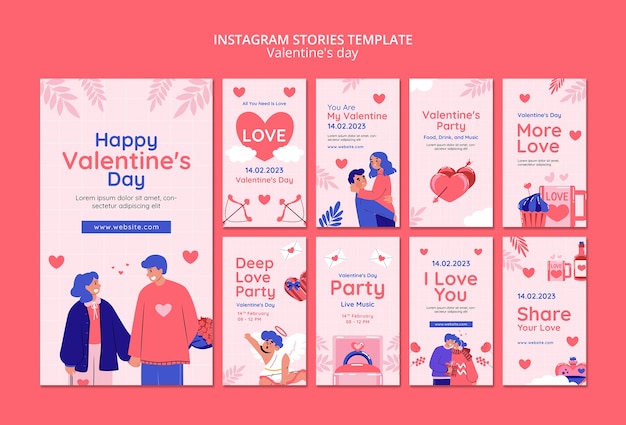 Gratis PSD valentijnsdag viering instagram verhalen