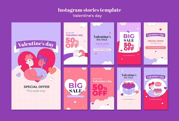 Gratis PSD valentijnsdag viering instagram verhalen