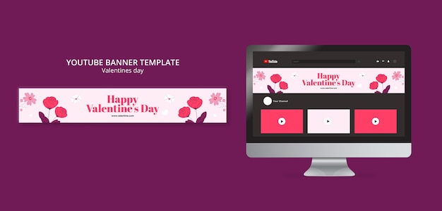 Gratis PSD valentijnsdag viering youtube banner