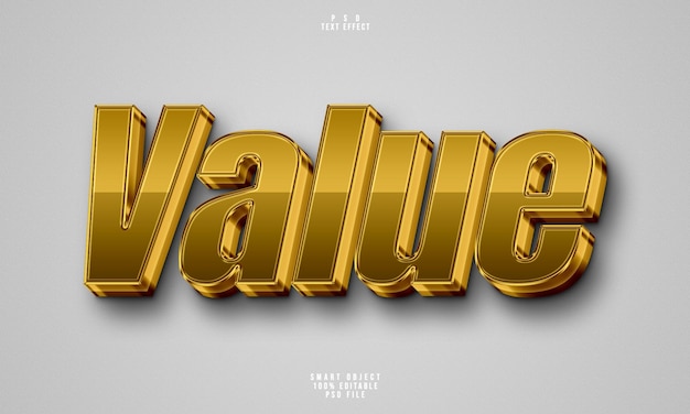 Valor efecto de texto editable 3d