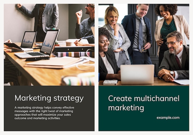 Varias plantillas de marketing digital psd conjunto de carteles de negocios
