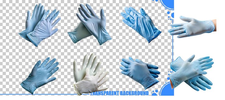 PSD gratuito variedad de guantes desechables sobre un fondo transparente