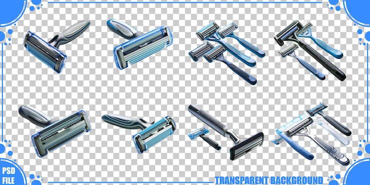 PSD gratuito variedad de rodillos y raspadores de pintura azul