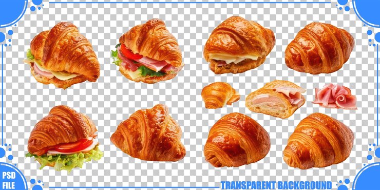 PSD gratuito varietà di croissant su uno sfondo trasparente