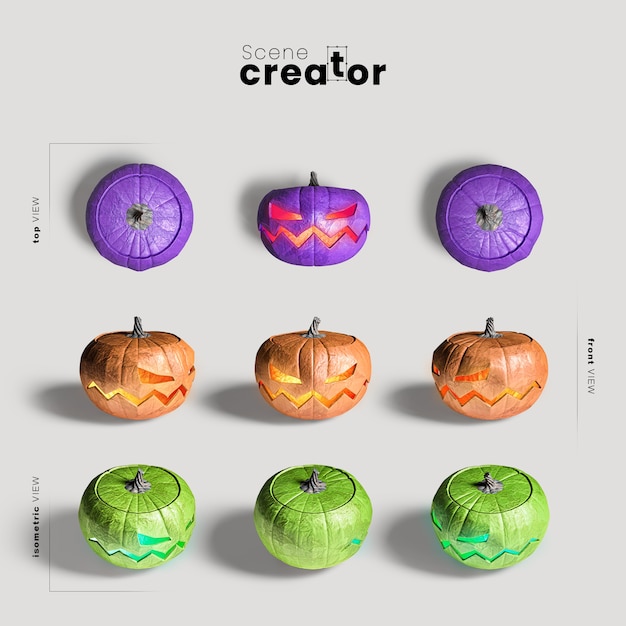 Varietà di zucca intagliata di angeli creatore di scene di halloween