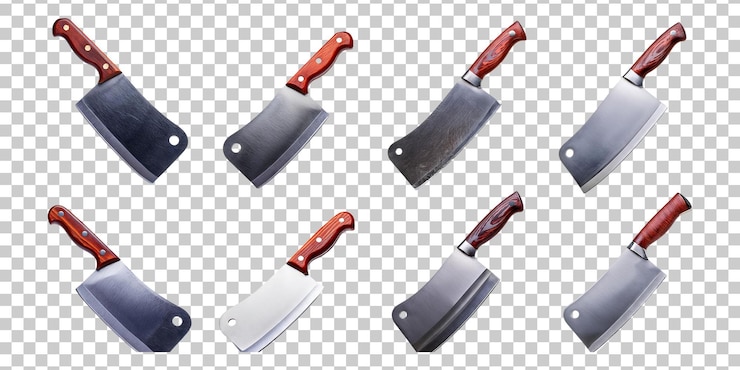 PSD Gratis variety of kitchen cleavers on transparent background