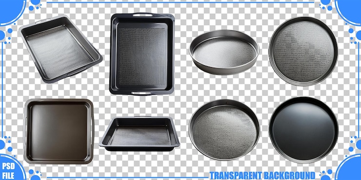 PSD Gratis various baking trays on transparent background