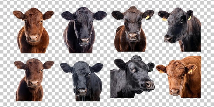 PSD Gratis various cows on transparent background