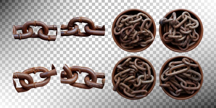 PSD Gratis various rustic metal chains on transparent background