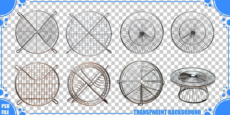 PSD Gratis various wire basket designs on transparent background