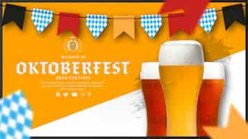 PSD gratuito vasos de cerveza oktoberfest con guirnalda