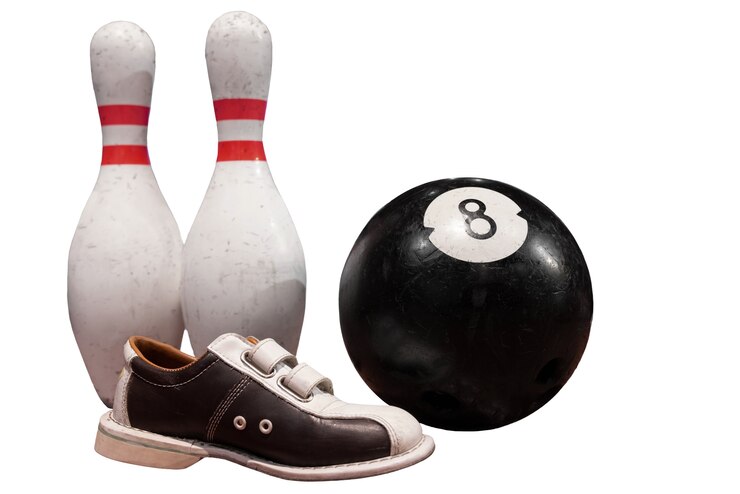 PSD gratuito veduta dei perni e della palla da bowling