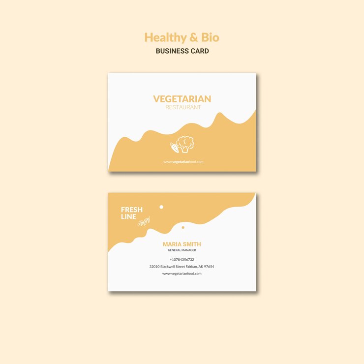 PSD Gratis vegetarian restaurant business card