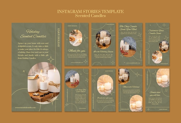 Velas perfumadas plantilla de diseño de historias de instagram