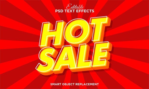 Venta en caliente Efecto de texto PSD editable con fondo de ráfaga roja