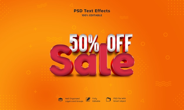 PSD gratuito venta efecto de texto 3d