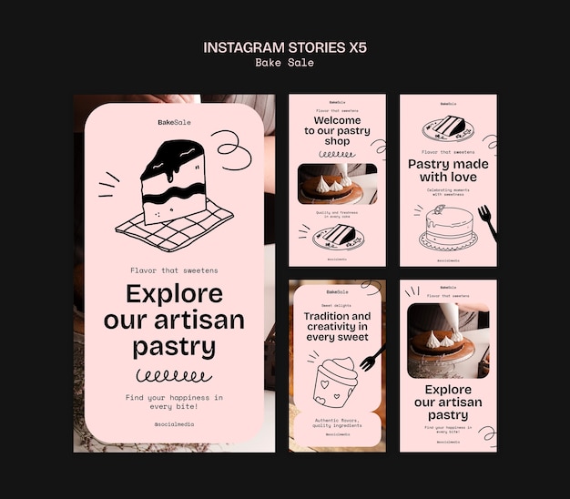 PSD gratuito venta de horneado plantilla de historias de instagram triples