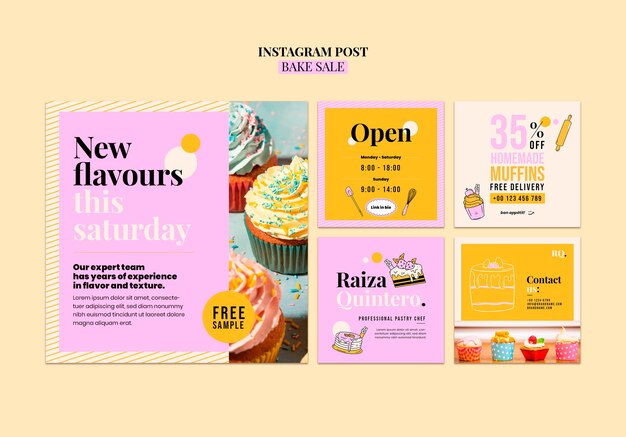 Venta de horneado triplicado plantilla de publicaciones de Instagram