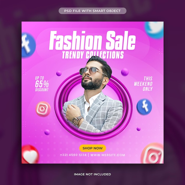 Venta de moda descuento especial publicación en redes sociales