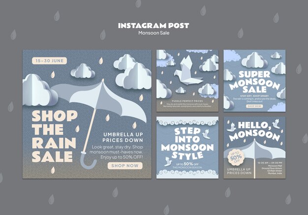 Venta de monzones en Instagram para paraguas y compras de la temporada de lluvias