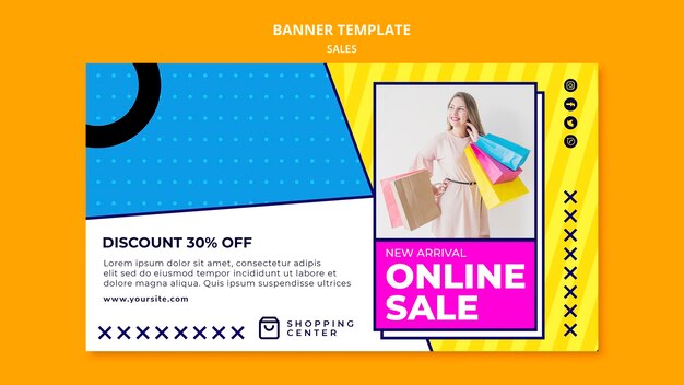 PSD gratuito venta online con plantilla de banner de descuento